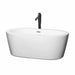 Mermaid 60" Freestanding Acrylic White Bathtub With Polished Chrome Trim and Matte Black Faucet Top Front View