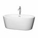 Mermaid 60" Freestanding Acrylic White Bathtub With Polished Chrome Trim Top Front View