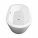 Mermaid 60 Inch Freestanding Acrylic White Bathtub With Brushed Nickel Trim No Faucet Top Side View
