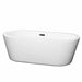 Mermaid 67" Freestanding Acrylic White Bathtub With Matte Black Trim No Faucet Top Front View