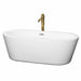 Mermaid 67" Freestanding Acrylic White Bathtub With Polished Chrome Trim and Brushed Gold Faucet Top Front View