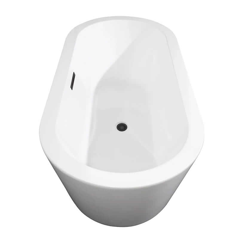 Mermaid 67 Inch Freestanding Acrylic White Bathtub With Matte Black Trim No Faucet Top Side View