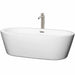 Mermaid 71" Freestanding Acrylic White Bathtub With Brushed Nickel Trim Top Front View