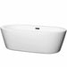 Mermaid 71" Freestanding Acrylic White Bathtub With Matte Black Trim No Faucet Top Front View