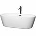 Mermaid 71" Freestanding Acrylic White Bathtub With Matte Black Trim Top Front View