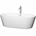 Mermaid 71" Freestanding Acrylic White Bathtub With Polished Chrome Trim Top Front View