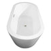 Mermaid 71 Inch Freestanding Acrylic White Bathtub With Brushed Nickel Trim No Faucet Top Side View