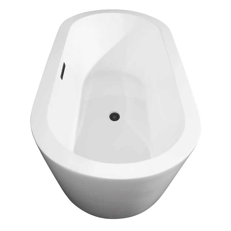 Mermaid 71 Inch Freestanding Acrylic White Bathtub With Matte Black Trim Top Front View