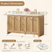 Milner 60 inch Double Bathroom Vanity with Top Brushed Oak Dimension