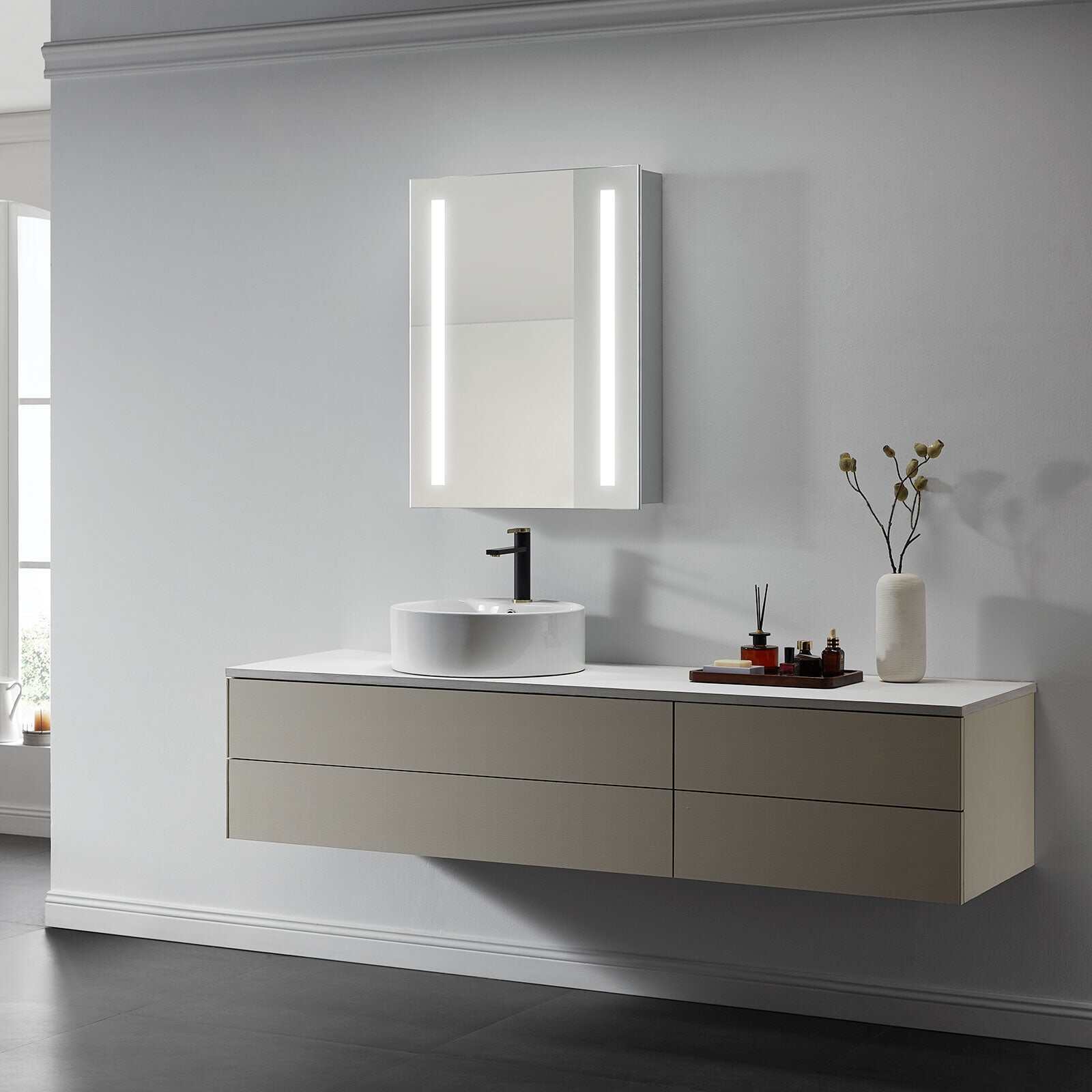 Modern Mirrors Lyra Lighted Bathroom Cabinet Vanity Mirror