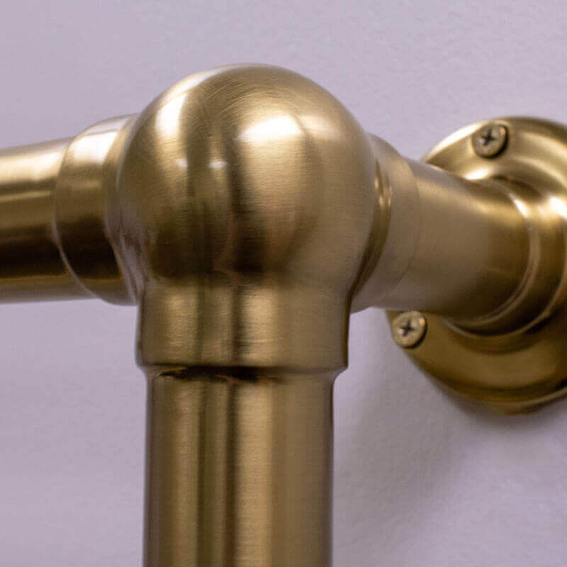 Model T-2040 8 Bar Hardwired Towel Warmer Brushed Modern Brass Close Up View