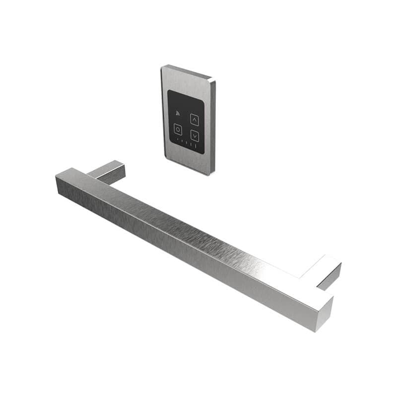 Modello I Square 40 Hardwired Single Bar Brushed Stainless Horizontal Side View