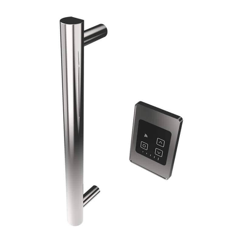 Modello I Round 20 Inch Hardwired Single Bar Polished Stainless Vertical Corner View