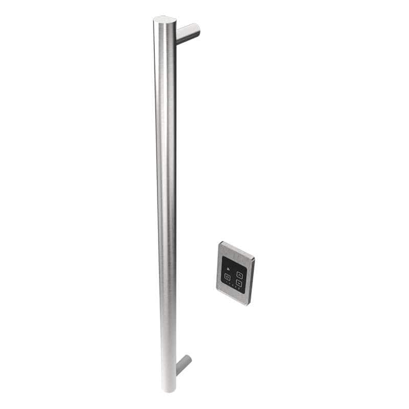 Modello I Round 40 Inch Hardwired Single Bar Brushed Stainless Vertical Side View