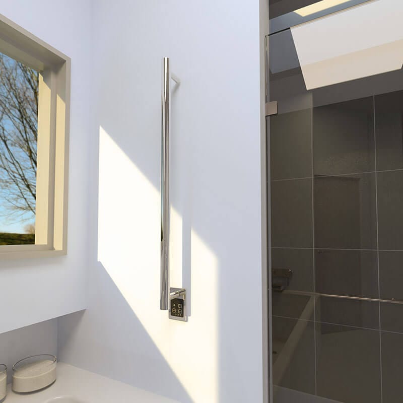 Modello I Round 40 Inch Hardwired Single Bar Polished Stainless Front View