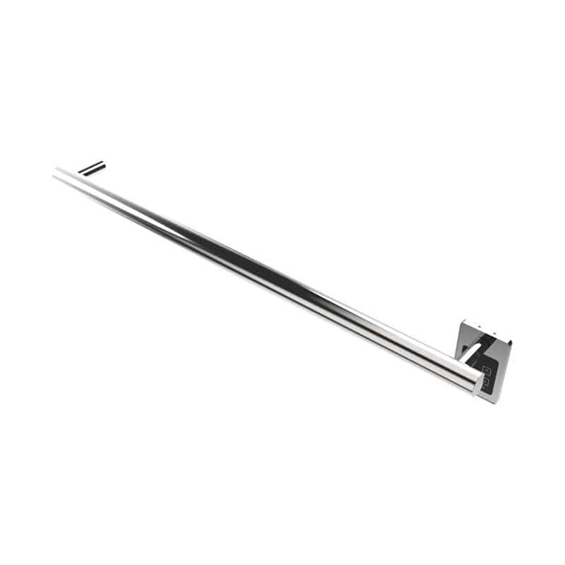Modello I Round 40 Inch Hardwired Single Bar Polished Stainless Horizontal Side View
