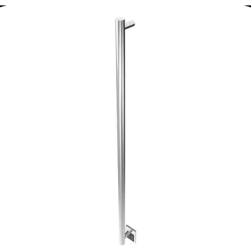 Modello I Round 59 Inch Hardwired Single Bar Brushed Stainless Vertical Side View