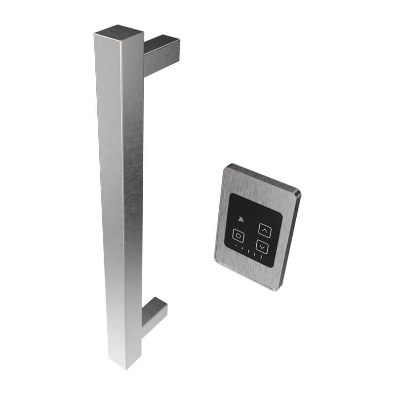Modello I Square 20 Inch Hardwired Single Bar Brushed Stainless Vertical Side View