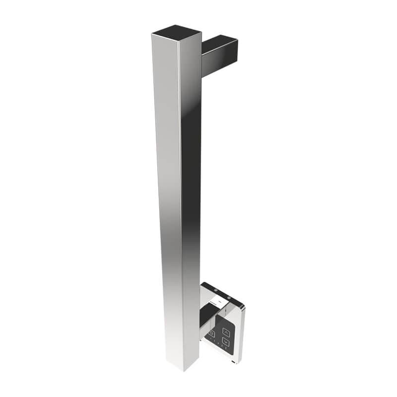 Modello I Square 20 Inch Hardwired Single Bar Polished Stainless Vertical Side View