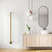 Modello I Square 59 Hardwired Single Bar Satin Brass Front View Bathroom Set Up