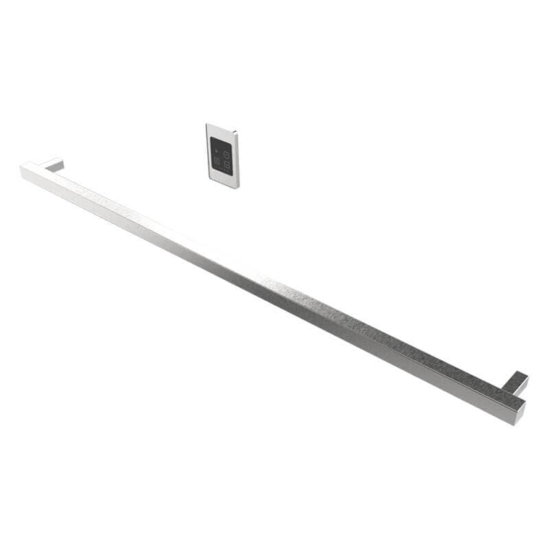 Modello I Square 59 Inch Hardwired Single Bar Brushed Stainless Horizontal Side View