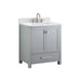 Modero 30 inch Single Vanity Chilled Gray in Cala White Engineered Stone Corner View