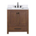 Modero 30 Inch Single Vanity Mocha Oak in Cala White Engineered Stone Front View