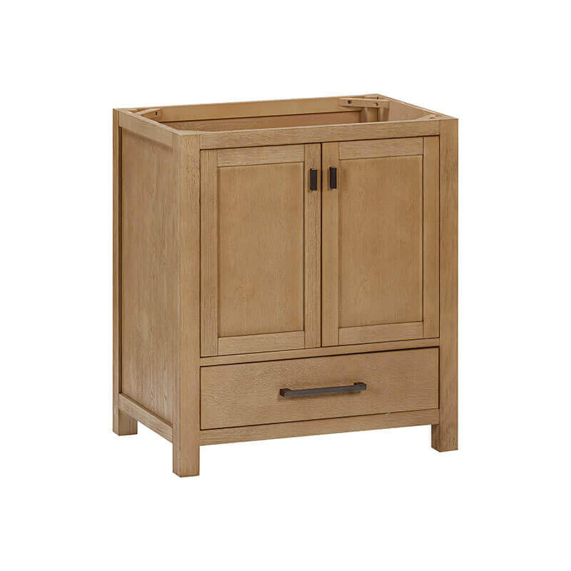 Modero 30 Single Vanity Brushed Oak Cabinet Only Open Drawer