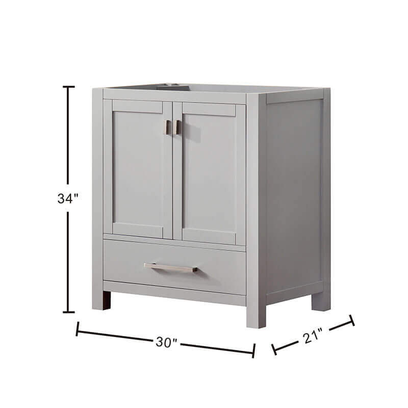 Modero 30 Single Vanity Chilled Gray Cabinet Only Dimension