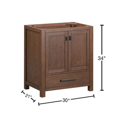 Modero 30 Single Vanity Mocha Oak Cabinet Only Dimensions