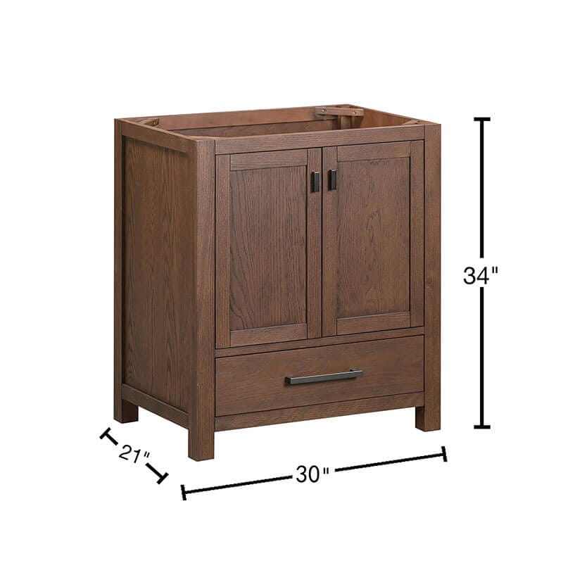 Modero 30 Single Vanity Mocha Oak Cabinet Only Dimensions