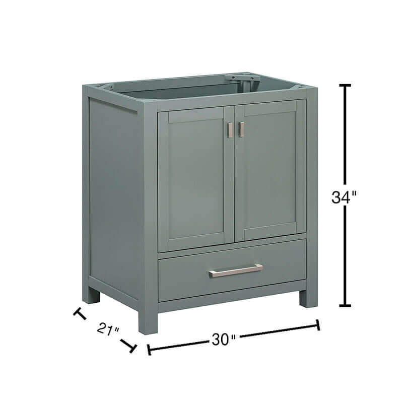 Modero 30 Single Vanity Smoke Green Cabinet Only Dimension