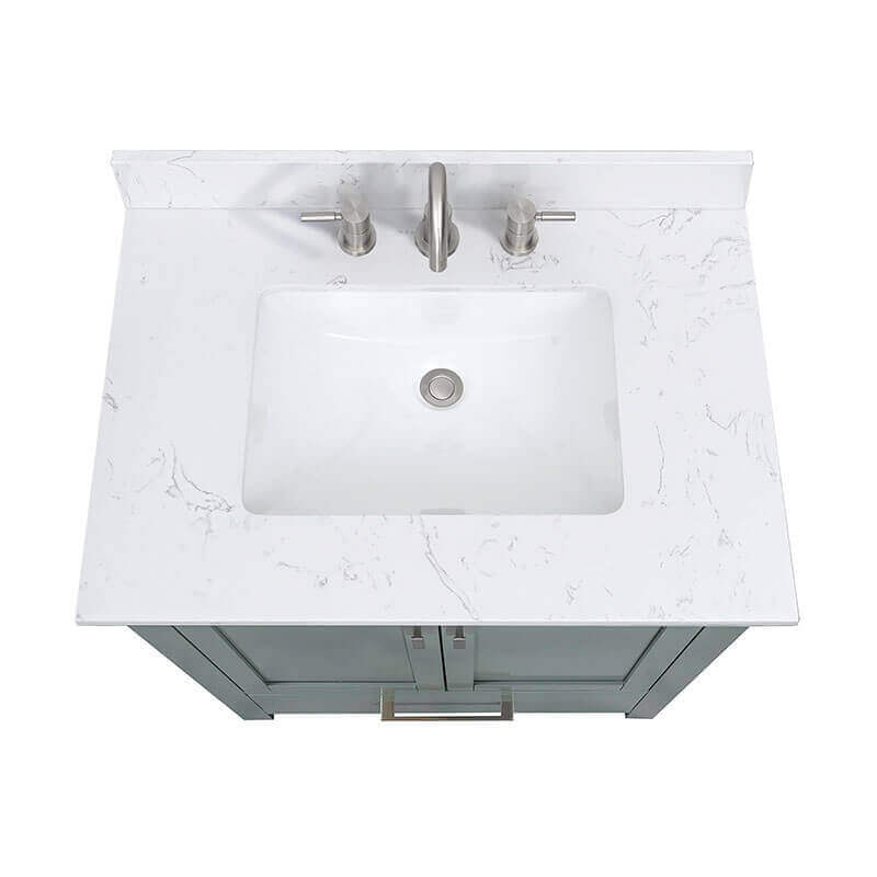 Modero 30 Single Vanity Smoke Green in Cala White Engineered Stone
