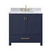Modero 36 inch Single Vanity Navy Blue in Carrara White Marble