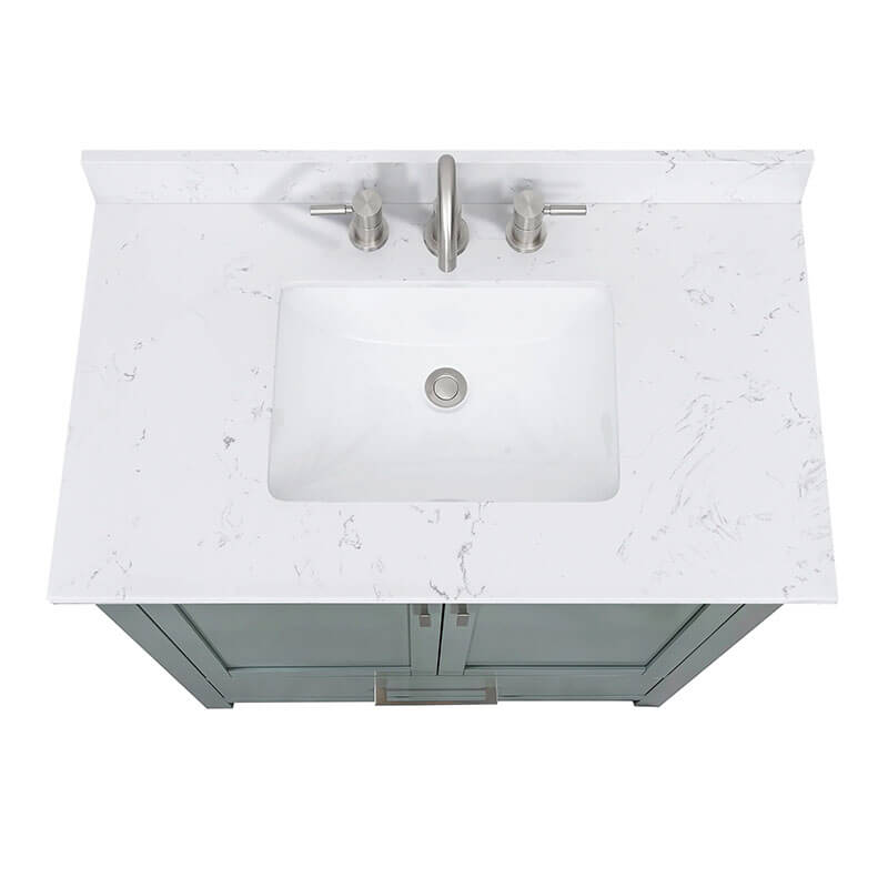Modero 36 inch Single Vanity Smoke Green in Cala White Engineered Stone