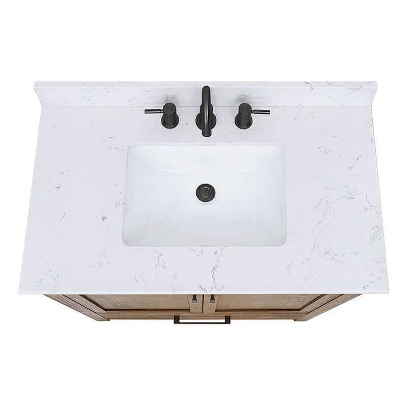 Modero 36 Single Vanity Brushed Oak in Cala White Engineered Stone