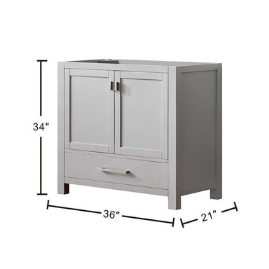 Modero 36 Single Vanity Chilled Gray Cabinet Only Dimension