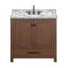 Modero 36 Single Vanity Mocha Oak in Carrara White Marble in Carrara White Marble Front View