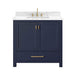 Modero 36 Single Vanity Navy Blue in Cala White Engineered Stone