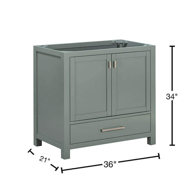 Modero 36 Single Vanity Smoke Green Cabinet Only Dimension