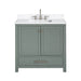 Modero 36 Single Vanity Smoke Green in Cala White Engineered Stone Front View