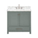 Modero 36 Single Vanity Smoke Green in Carrara White Marble Front View