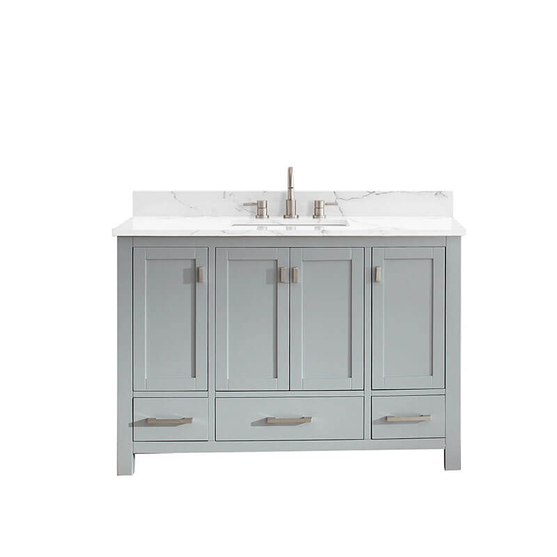 Modero 48 Single Vanity Chilled Gray in Cala White Engineered Stone