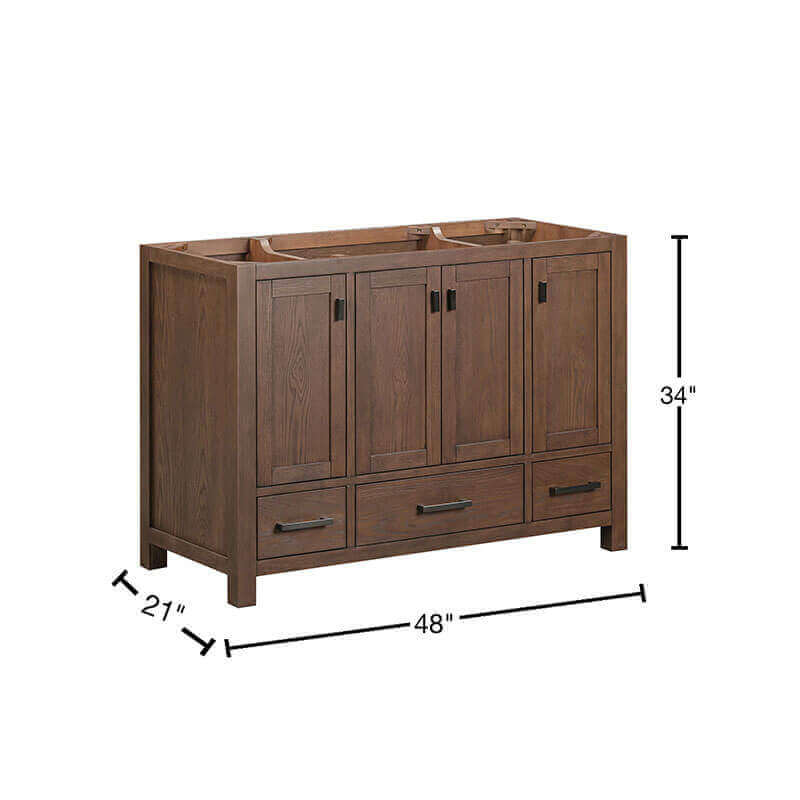 Modero 48 Single Vanity Mocha Oak Cabinet Only Dimention