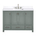 Modero 48 Single Vanity Smoke Green in Cala White Engineered Stone Front View