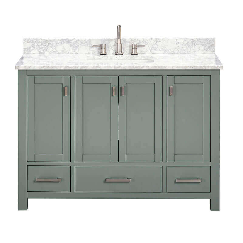 Modero 48 Single Vanity Smoke Green in Carrara White Marble