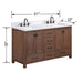 Modero 60 inch Double Vanity Mocha Oak in Cala White Engineered Stone Dimension