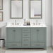 Modero 60 inch Double Vanity Smoke Green in Carrara White Marble Front View