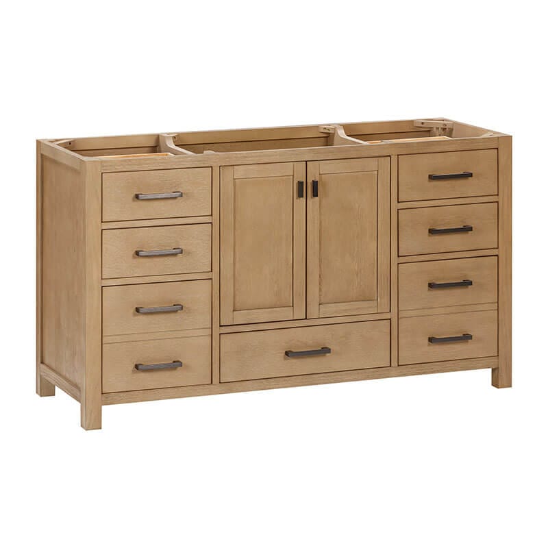 Modero 60 inch Single Vanity Brushed Oak Cabinet Only Corner View