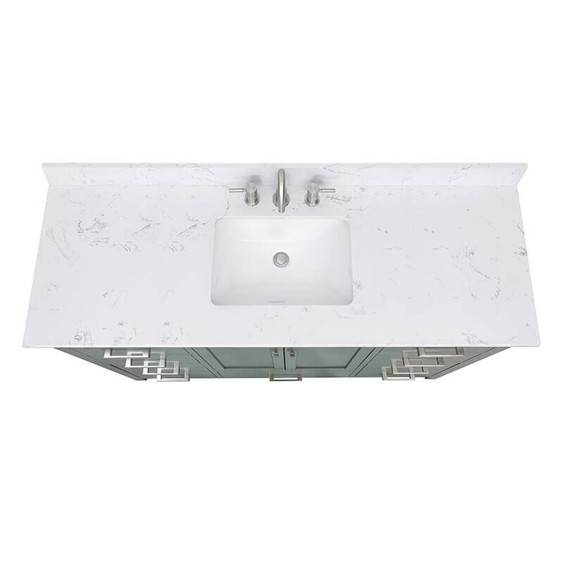 Modero 60 inch Single Vanity Smoke Green in Cala White Engineered Stone